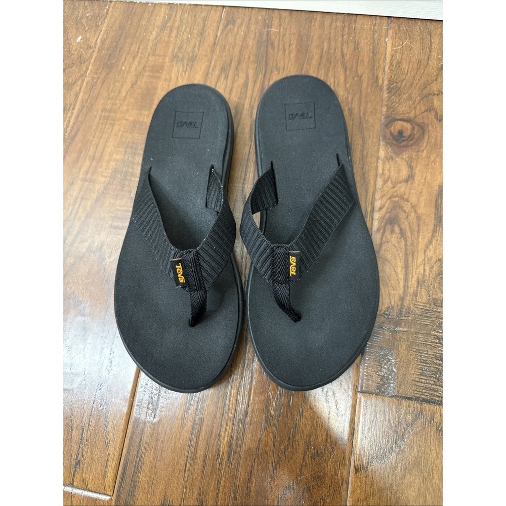 Teva Mush Flip Flops Sandals Women's 8 Black Y2K Beach Foam Lightweight Vacation